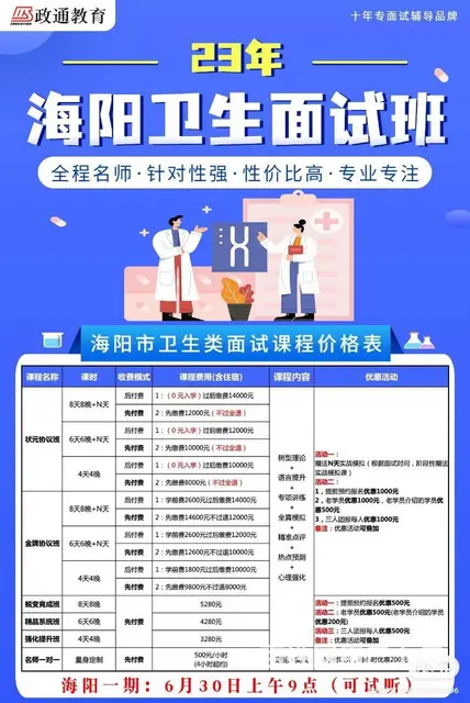政通教育2023年海阳市事业单位卫生类面试培训 - 图片