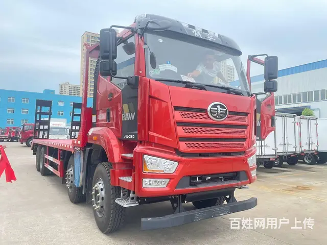 新款解放J6P平板车457后桥拖35吨大挖机运输车 - 图片 1