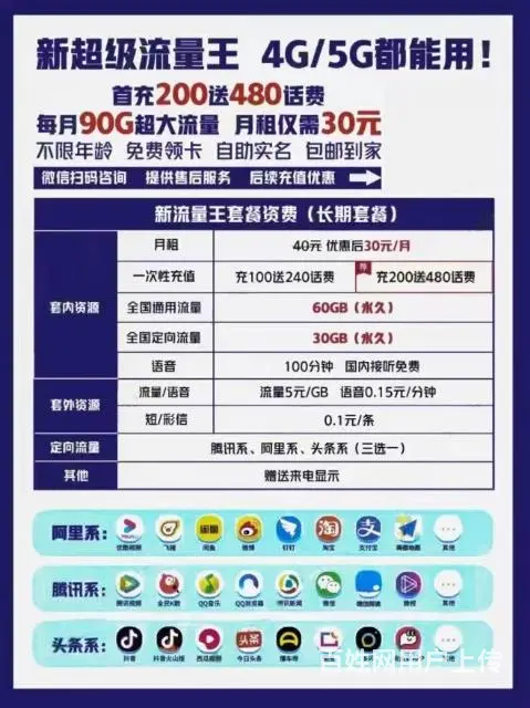 月租30，90G流量，10分钟免费 - 图片
