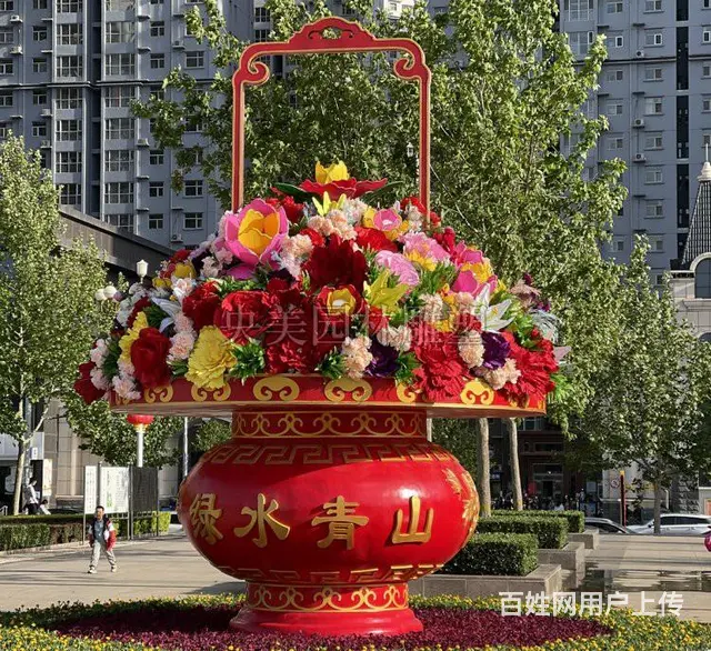 广场花篮景观雕塑公司,玻璃钢大花篮雕塑 - 图片 5
