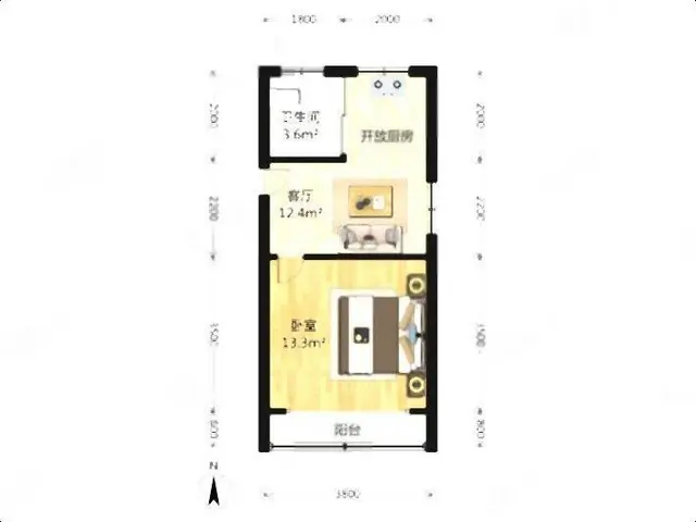 桃花街华茂小区一室一厅4楼950 - 图片 7