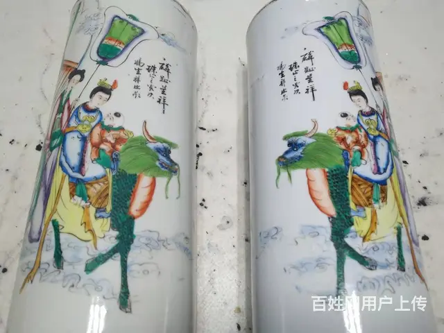 转让冯生祥麒麟送子帽筒一对 - 图片 3