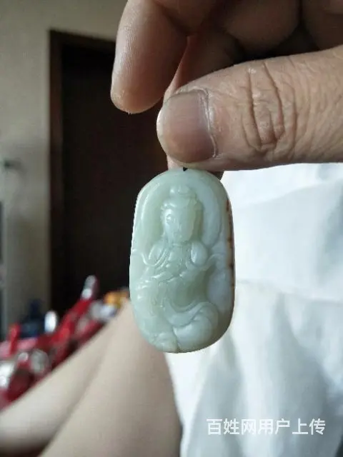 大珠子和田玉青玉手串，观音吊坠 - 图片 8