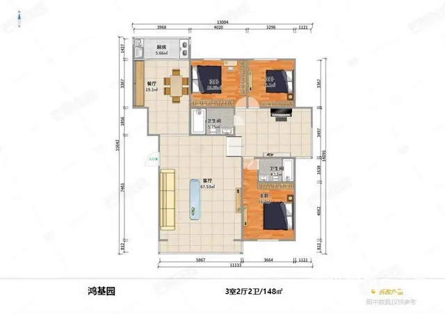 五中家乐福，南北通透，三室两厅两卫，采光好二楼， - 图片 11