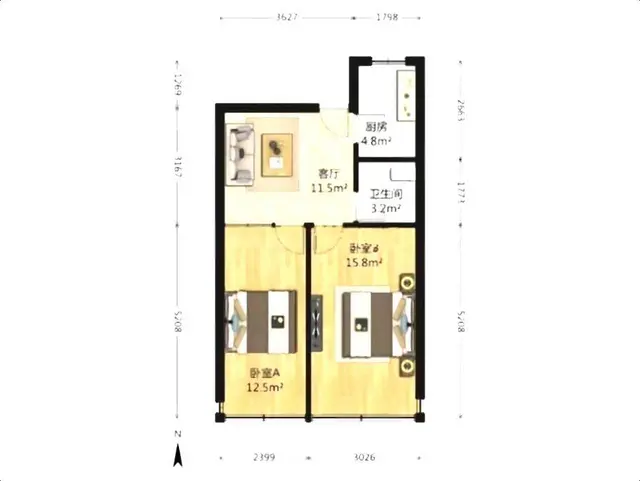 1楼！华茂街小区口腔医院  2室一厅家电全 - 图片 9