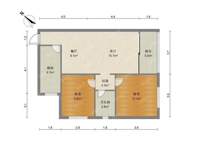前山 中臣花园 2室2厅75平，简装修 - 图片 8