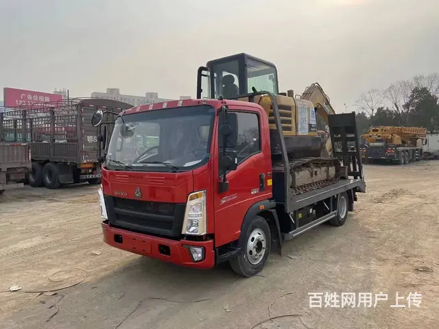 重汽豪沃蓝牌平板运输车 4米2挖机叉车拖板车包上牌 - 图片 1