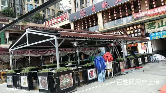 四川成都法式门头雨棚弧形无声雨棚夜市推拉篷 - 图片 7