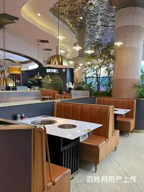 火锅店家具卡座桌椅岩板火锅桌实木火锅桌防火板卡座 - 图片 2