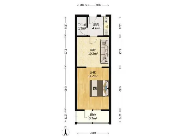 拱北关口龙城大厦电梯精装一房一厅出租，租价1700。近关口 - 图片 8