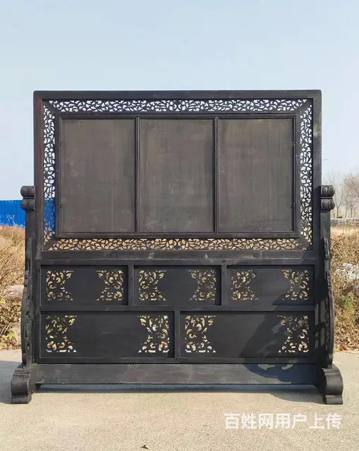 花梨木五牛图 瓷板画插屏 做工古朴，画工精致，线条 - 图片 5