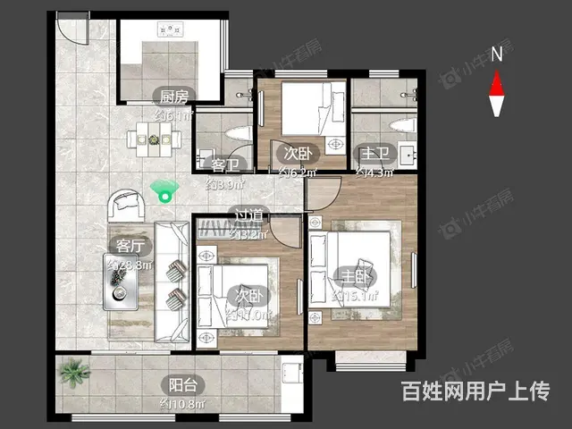 正南 新城光明璞樾门第 3室2厅 - 图片 10