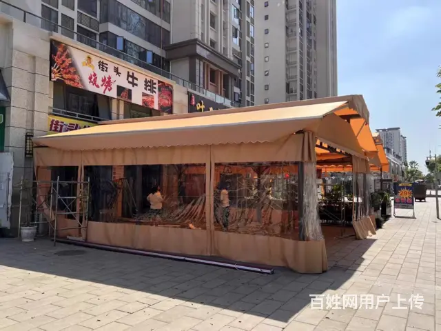 成都门头无声雨棚电动折叠伸缩蓬仓库推拉篷定做 - 图片