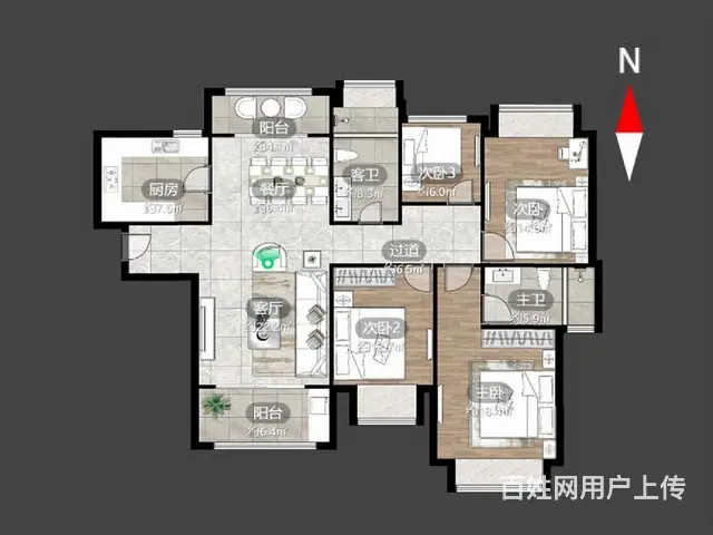 万达旁高端社区雅居乐星河湾毛坯3房，3朝南，不靠高架，有图 - 图片 12