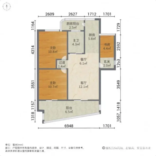 10万湖景房，市政场旁地铁站口杏园99平精装3室63万， - 图片 11