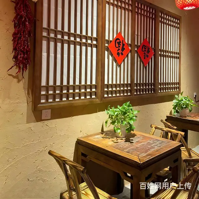 河南厂家农家湘菜馆实木餐桌椅乡村农业风桌椅农家特色 - 图片 3