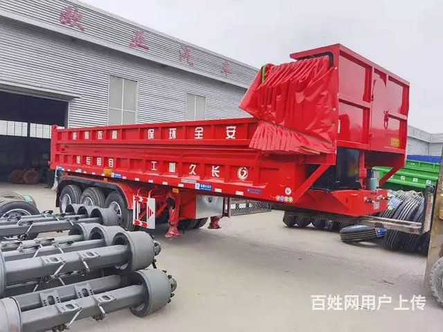 济宁9米-9.5米后翻半挂车 带电动篷布 - 图片 1