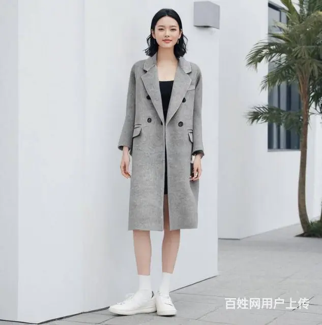 温碧霞自创IRENENA服装韩版外套高灰呢子大衣 - 图片 1