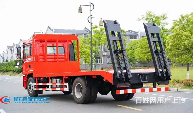 国六陕汽德龙平板车价格　拉挖掘机钻机拖板车　包送车 - 图片 6