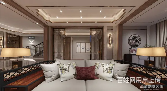 常州别墅装修：735㎡新中式风格——东方雅致美宅 - 图片 1