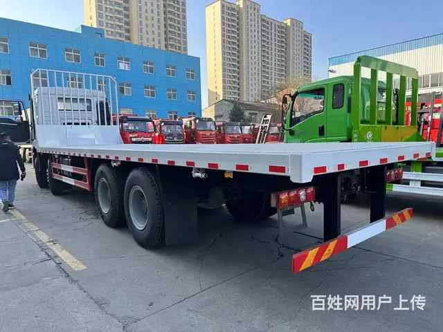 9米6直板平板车　陕汽德龙前四后八平板车爬梯拖板车 - 图片 7
