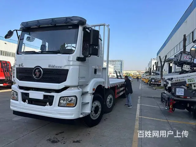 9米6直板平板车　陕汽德龙前四后八平板车爬梯拖板车 - 图片 4