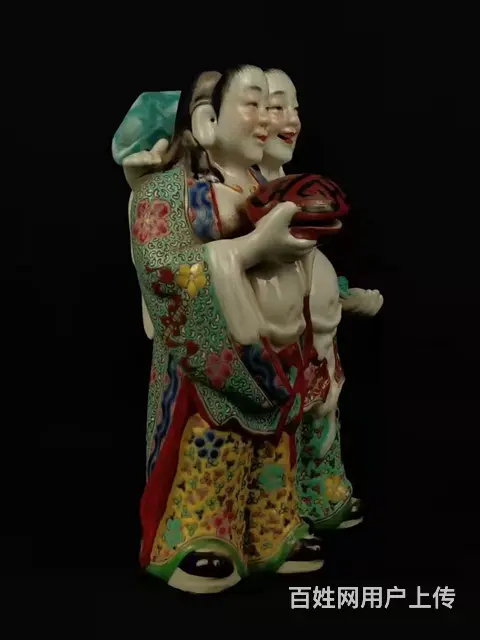 旧藏 福建会馆 粉彩瓷像【和合二仙】，民间以合和为 - 图片 3
