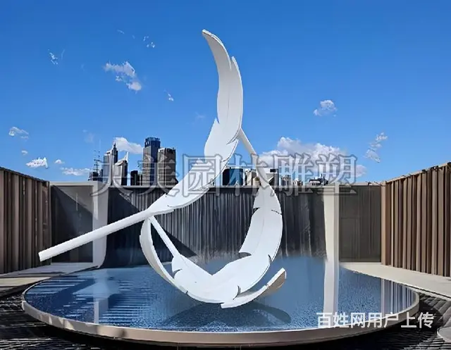 羽毛不锈钢雕塑,仿真羽毛景观摆件 - 图片 6