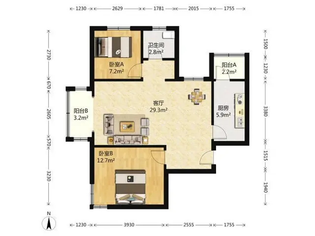 店长重点推荐！宇诚御景园2室宇诚御景园家具电器齐全非常干净 - 图片 7