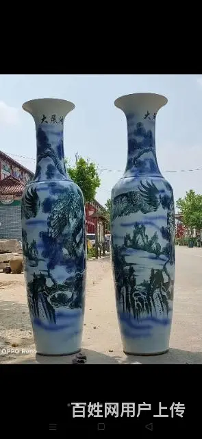 手绘【大展宏图】落地大赏瓶摆件 - 图片 5