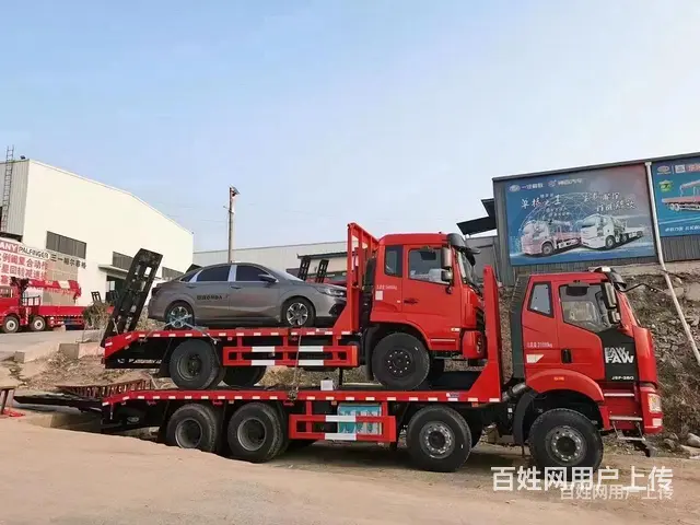 国六解放前四后八平板车  四轴工程机械拖板车  拉40吨挖机 - 图片 5