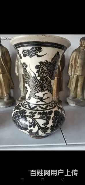 宋元时期磁州窑墨彩龙图案大罐一个，画工精致漂亮，难 - 图片 2