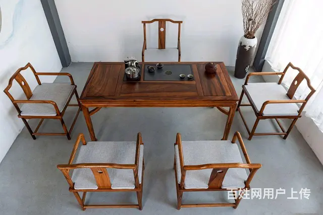 实木大板桌（原木整板无贴皮）实木家具，茶盘，根雕 - 图片 3