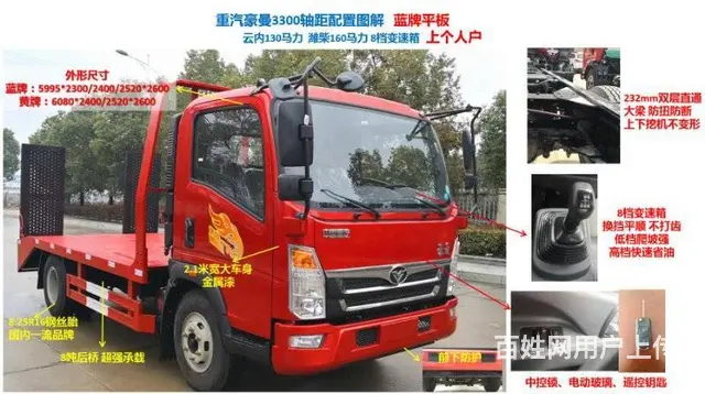 重汽豪曼蓝牌平板车　小型挖机压路机拖板车　包上户 - 图片 8