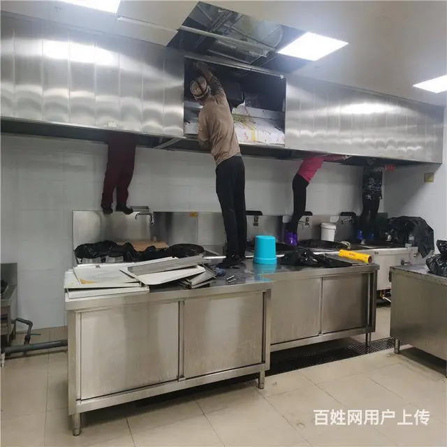 昆山经济开发区单位食堂油烟机清洗，厨房油烟管道清洗 - 图片 1