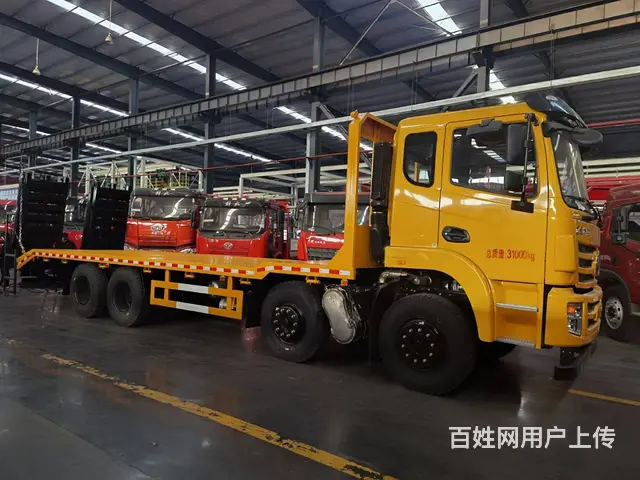 国六东风前四后八平板车价格 拖35吨钻机挖机运输车 - 图片 4