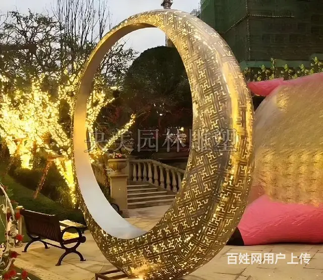 不锈钢月亮雕塑工程-不锈钢月亮月牙雕塑 - 图片 1