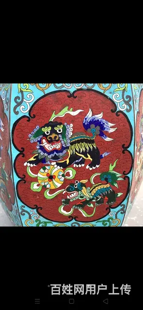 景泰蓝六角桌一套，紫铜材质，纯手工打造，器型漂亮， - 图片 4