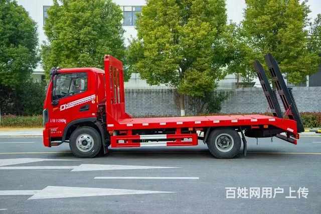国六新款170马力200马力东风单桥挖机平板拖车 - 图片 3