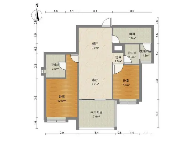 招商花园城一期 2室2厅89.17m?整租 - 图片 11