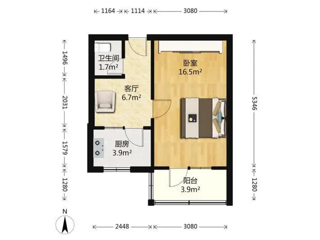 实图实价直租浦沿地铁口押一付一，钱塘福苑，大同公寓 - 图片 6