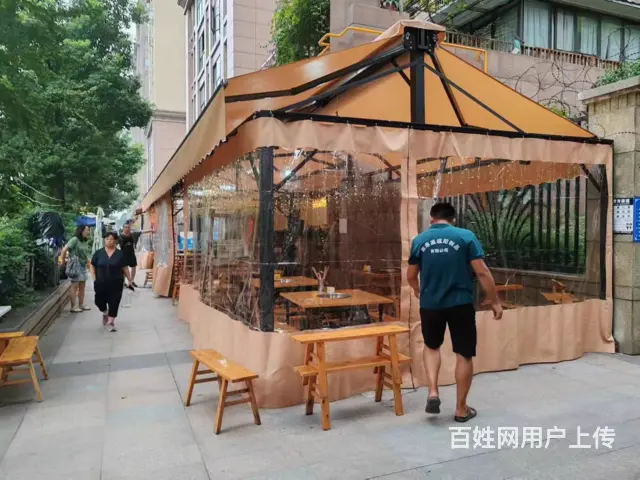 成都遮阳棚厂家制作造型法式蓬弧形推拉篷折叠天幕直销 - 图片 5