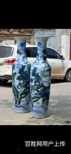 手绘【大展宏图】落地大赏瓶摆件 - 图片 7