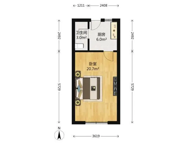 拱北关口迎宾广场电梯精装大公寓出租，租价1700，近关口 - 图片 6