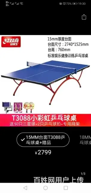 红双喜牌乒乓球桌650 - 图片 2