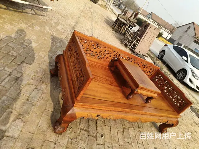 爆款，经典明式做工花梨木罗汉床二件套，围板为整板雕 - 图片 6