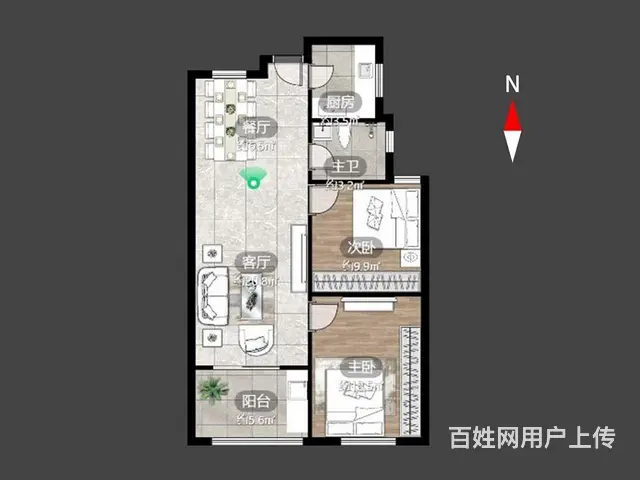 新城悠活城 精装修 2室2厅 南 - 图片 10