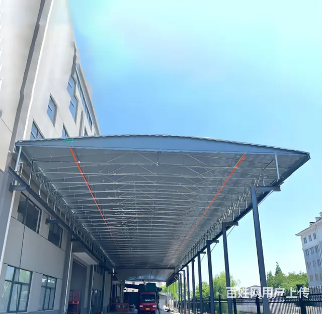 电动推拉雨棚活动帐篷仓库雨棚电动伸缩雨蓬膜结构车棚 - 图片 8