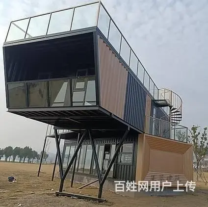 宁波定制化12米长2层创意落地中空玻璃集装箱咖啡吧酒吧私人会 - 图片 1