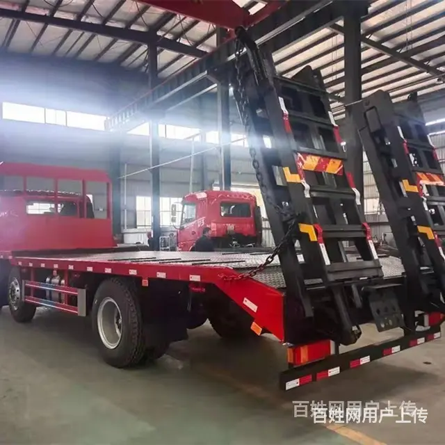 国六东风东风小三轴挖机平板车 拖板车 出厂价 - 图片 1